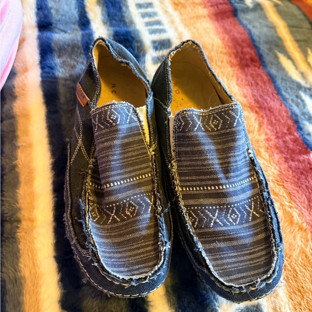 Roper Blue Patterned Women's Slip-On Loafers